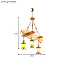GobekUsa Orange Glass Island Pendant Light w/ Fish/Guitar Design - Farm Gold Kerosene Hanging Lamp Kit