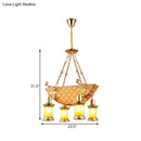 GobekUsa Orange Glass Island Pendant Light w/ Fish/Guitar Design - Farm Gold Kerosene Hanging Lamp Kit