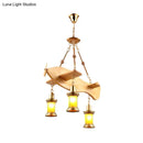 GobekUsa Orange Glass Island Pendant Light w/ Fish/Guitar Design - Farm Gold Kerosene Hanging Lamp Kit
