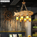 GobekUsa Orange Glass Island Pendant Light w/ Fish/Guitar Design - Farm Gold Kerosene Hanging Lamp Kit
