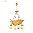 GobekUsa Orange Glass Island Pendant Light w/ Fish/Guitar Design - Farm Gold Kerosene Hanging Lamp Kit