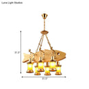 GobekUsa Orange Glass Island Pendant Light w/ Fish/Guitar Design - Farm Gold Kerosene Hanging Lamp Kit