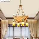 GobekUsa Orange Glass Island Pendant Light w/ Fish/Guitar Design - Farm Gold Kerosene Hanging Lamp Kit