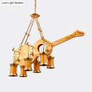 GobekUsa Orange Glass Island Pendant Light w/ Fish/Guitar Design - Farm Gold Kerosene Hanging Lamp Kit