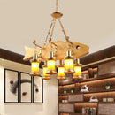 GobekUsa Orange Glass Island Pendant Light w/ Fish/Guitar Design - Farm Gold Kerosene Hanging Lamp Kit