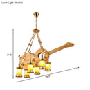 GobekUsa Orange Glass Island Pendant Light w/ Fish/Guitar Design - Farm Gold Kerosene Hanging Lamp Kit