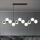 GobekUsa Orb White Glass Shade Island Hanging Light - 11-Light Postmodern Restaurant Lamp