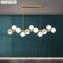 GobekUsa Orb White Glass Shade Island Hanging Light - 11-Light Postmodern Restaurant Lamp