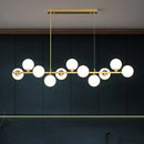 GobekUsa Orb White Glass Shade Island Hanging Light - 11-Light Postmodern Restaurant Lamp
