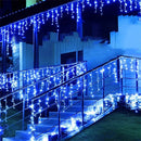Warm golden outdoor christmas waterfall lights outdoor curtain string by Decorbites