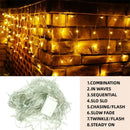 Warm golden outdoor christmas waterfall lights outdoor curtain string by Decorbites