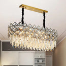 GobekUsa Oval Island Light Fixture with Crystal Prisms - 10 Bulbs, Contemporary Design
