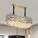 GobekUsa Oval Island Light Fixture with Crystal Prisms - 10 Bulbs, Contemporary Design