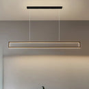 GobekUsa Oversized LED Island Pendant Light - Rectangular Aluminum Black Ceiling Lamp in Warm/White/Natural Light