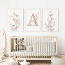Personalized pink floral letter z wall art nursery decor by Decorbites