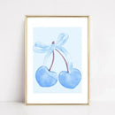 Watercolor pink bows and cherries art set bedroom wall art by Decorbites