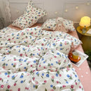 GobekUsa Pink Flowers Duvet Cover Set for Girls and Boys