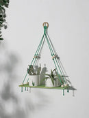 Boho pink green wooden macrame hanging shelf for kids room by Decorbites