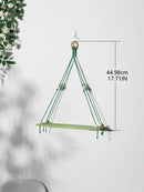 Boho pink green wooden macrame hanging shelf for kids room by Decorbites