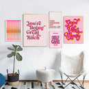 Funny pink quote art poster set bedroom motivational wall decor by Decorbites