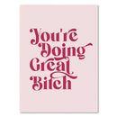Funny pink quote art poster set bedroom motivational wall decor by Decorbites