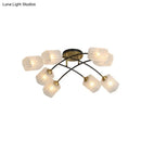 GobekUsa Post Modern Brass Ceiling Light with Frosted Glass - 6/8-Light Flush Mount