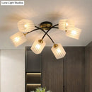 GobekUsa Post Modern Brass Ceiling Light with Frosted Glass - 6/8-Light Flush Mount
