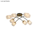 GobekUsa Post Modern Brass Ceiling Light with Frosted Glass - 6/8-Light Flush Mount