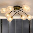 GobekUsa Post Modern Brass Ceiling Light with Frosted Glass - 6/8-Light Flush Mount