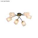 GobekUsa Post Modern Brass Ceiling Light with Frosted Glass - 6/8-Light Flush Mount