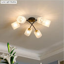 GobekUsa Post Modern Brass Ceiling Light with Frosted Glass - 6/8-Light Flush Mount