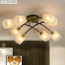 GobekUsa Post Modern Brass Ceiling Light with Frosted Glass - 6/8-Light Flush Mount
