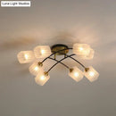 GobekUsa Post Modern Brass Ceiling Light with Frosted Glass - 6/8-Light Flush Mount