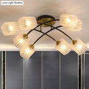 GobekUsa Post Modern Brass Ceiling Light with Frosted Glass - 6/8-Light Flush Mount