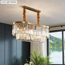 GobekUsa Postmodern Clear Crystal Rod Pendant Light for Dining Room in Brass Finish