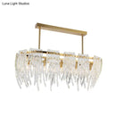 GobekUsa Postmodern Crystal Island Pendant Light Gold - 5-Light Dining Room Down Lighting