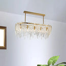 GobekUsa Postmodern Crystal Island Pendant Light Gold - 5-Light Dining Room Down Lighting