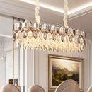 GobekUsa Postmodern Crystal Suspension Island Light Fixture - Clear Oval Lamp for Dining Room (12 Bulbs)
