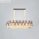 GobekUsa Postmodern Crystal Suspension Island Light Fixture - Clear Oval Lamp for Dining Room (12 Bulbs)