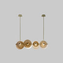 GobekUsa Postmodern Disc Textured Glass Island Lighting: 4-Light Brass Suspension Light for Dinner