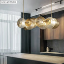 GobekUsa Postmodern Disc Textured Glass Island Lighting: 4-Light Brass Suspension Light for Dinner