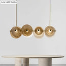 GobekUsa Postmodern Disc Textured Glass Island Lighting: 4-Light Brass Suspension Light for Dinner