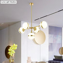 GobekUsa Postmodern Gold Branch Pendant Light with White Ball Glass - 3/5-Light Suspension Lamp Kit