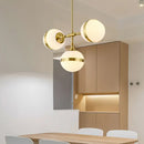 GobekUsa Postmodern Gold Branch Pendant Light with White Ball Glass - 3/5-Light Suspension Lamp Kit