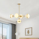 GobekUsa Postmodern Gold Branch Pendant Light with White Ball Glass - 3/5-Light Suspension Lamp Kit
