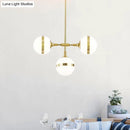 GobekUsa Postmodern Gold Branch Pendant Light with White Ball Glass - 3/5-Light Suspension Lamp Kit