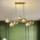 GobekUsa Postmodern Gold Finish Amber Glass Ball Island Hanging Lamp for Table Illumination