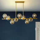 GobekUsa Postmodern Gold Finish Amber Glass Ball Island Hanging Lamp for Table Illumination