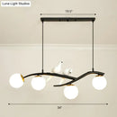 GobekUsa Postmodern Island Lamp Tree Branch Hanging Light with Glass Shades and Bird Deco – 4-Bulb Design