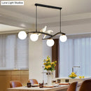 GobekUsa Postmodern Island Lamp Tree Branch Hanging Light with Glass Shades and Bird Deco – 4-Bulb Design
